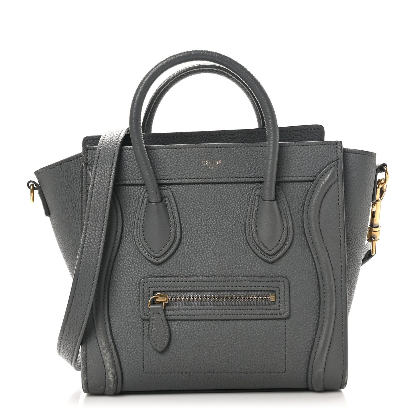 Baby Drummed Calfskin Nano Luggage Kohl