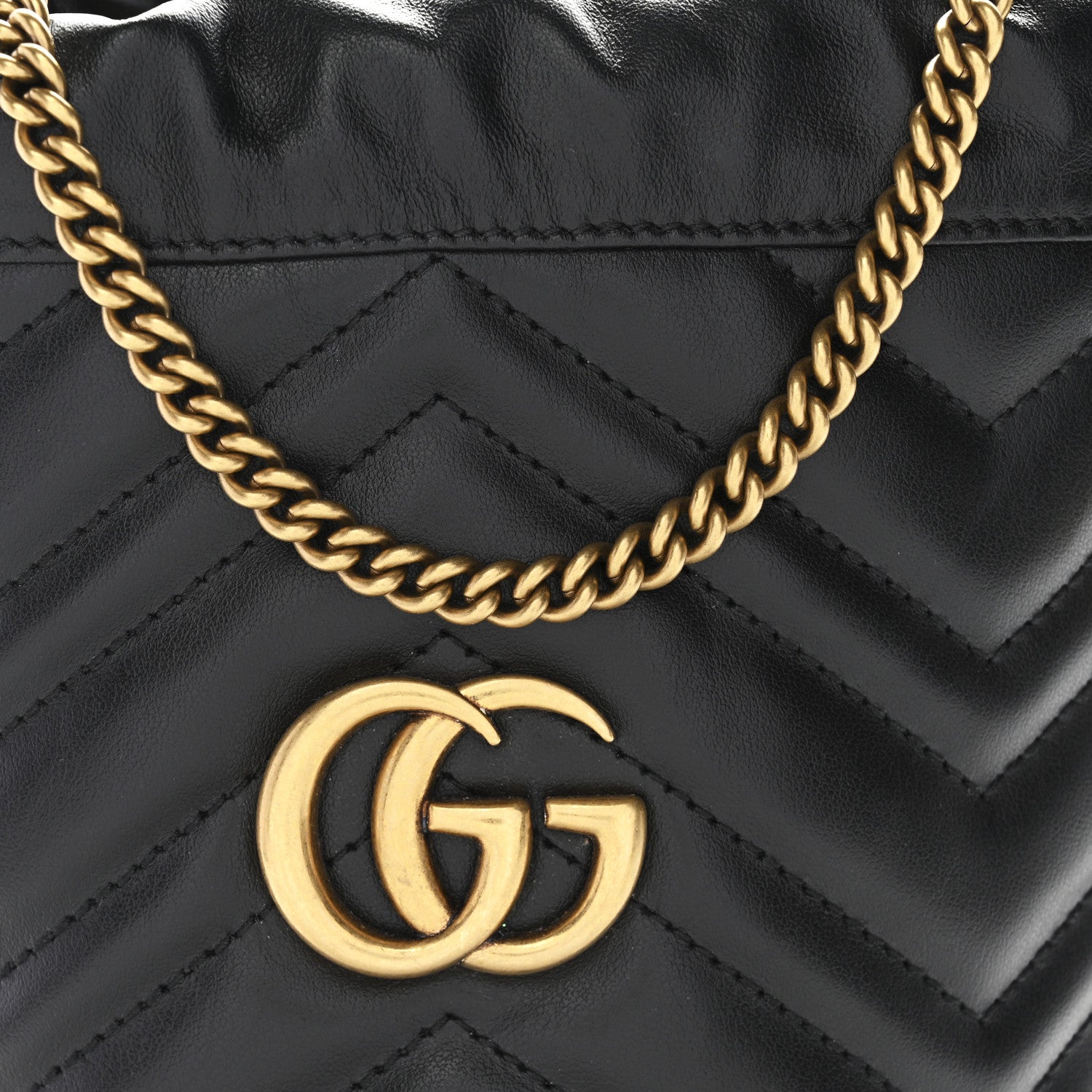 Gucci Calfskin Matelasse Mini GG Marmont 2.0 Bucket Bag Black 8 of 10