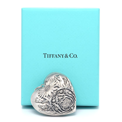 Tiffany Sterling Silver Large Ziegfeld Daisy Heart Locket Pendant 6 of 6