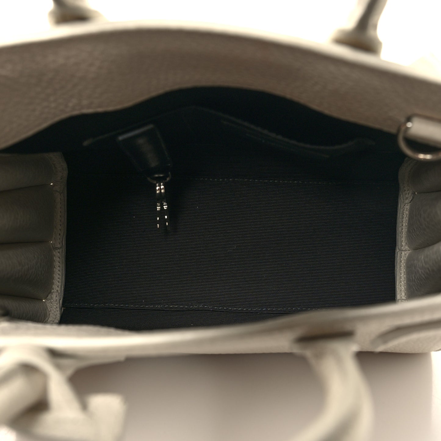 Grained Calfskin Nano Sac De Jour Dove White