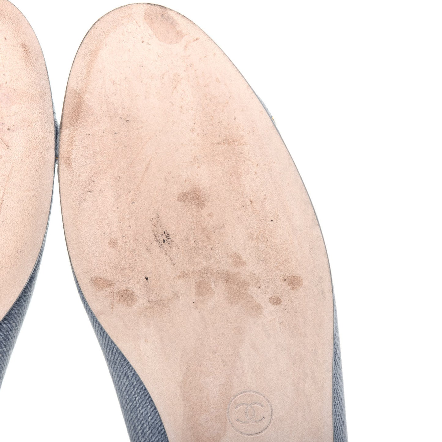 Denim CC Cap Toe Ballerina Flats 38.5 Light Blue