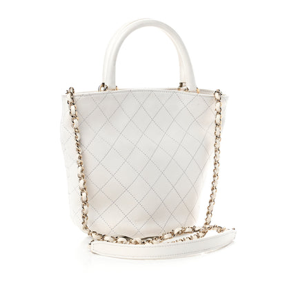 Chanel Lambskin Stitched Small Shopping Tote White 3 of 10