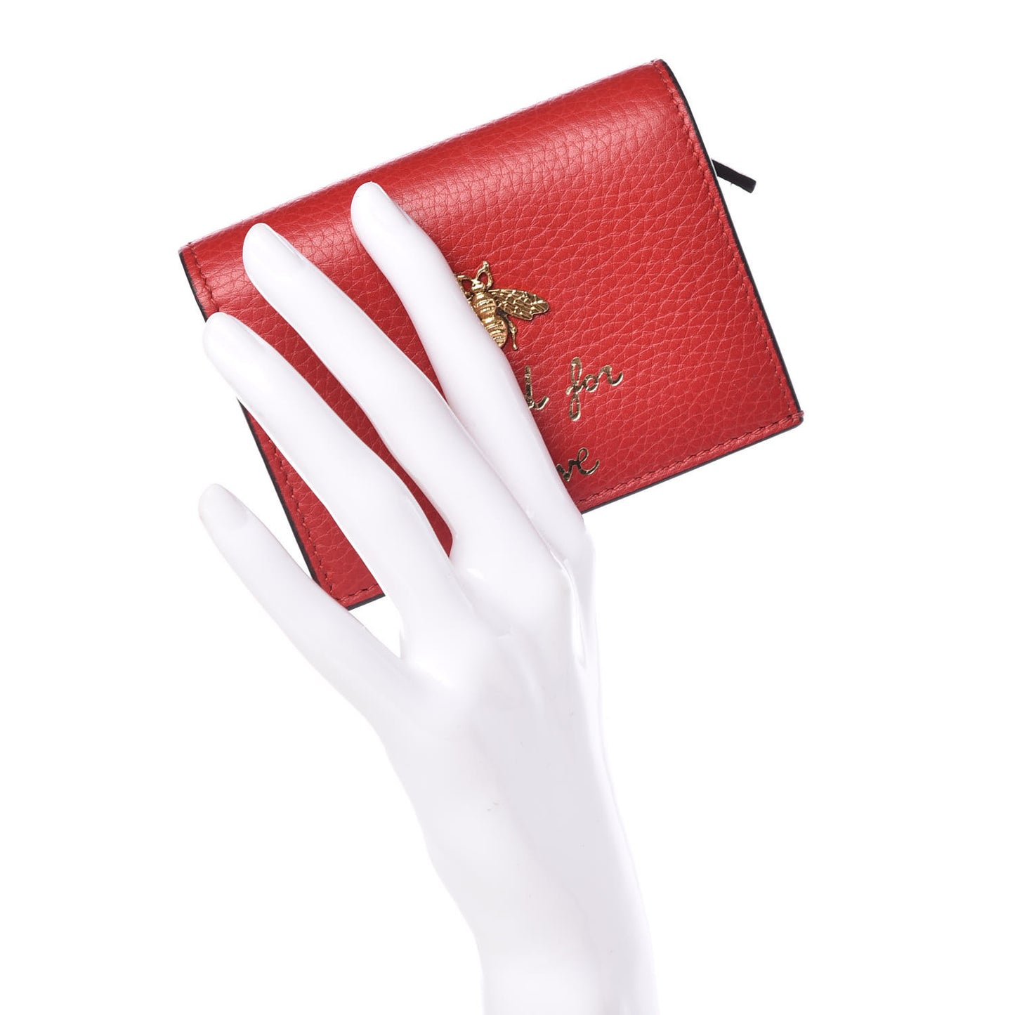 Pebbled Calfskin Animalier Card Case Red