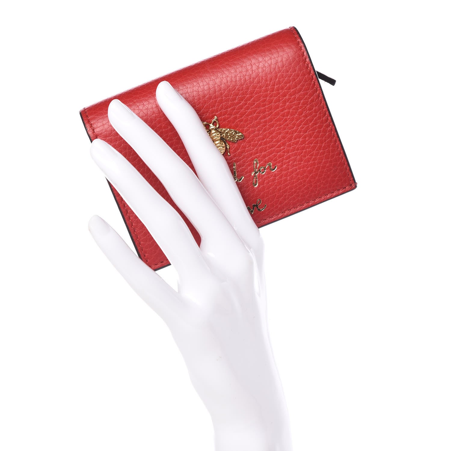 Gucci Pebbled Calfskin Animalier Card Case Red 2 of 8