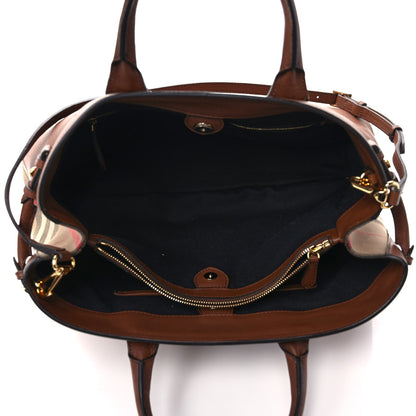 Burberry Grainy Calfskin House Check Large Banner Tote Tan 5 of 10