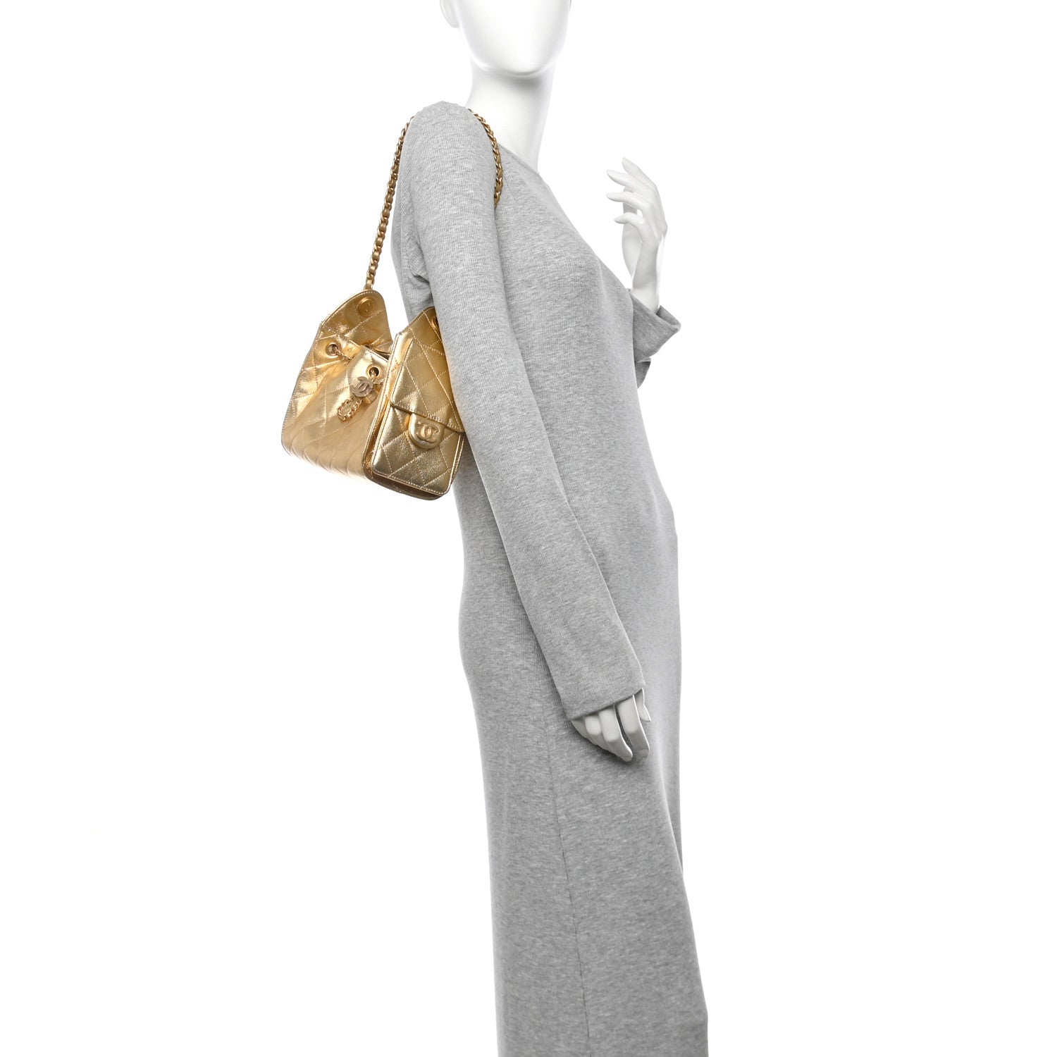 Chanel Metallic Caviar Quilted Mini Chanel 25 Handbag Gold 2 of 11