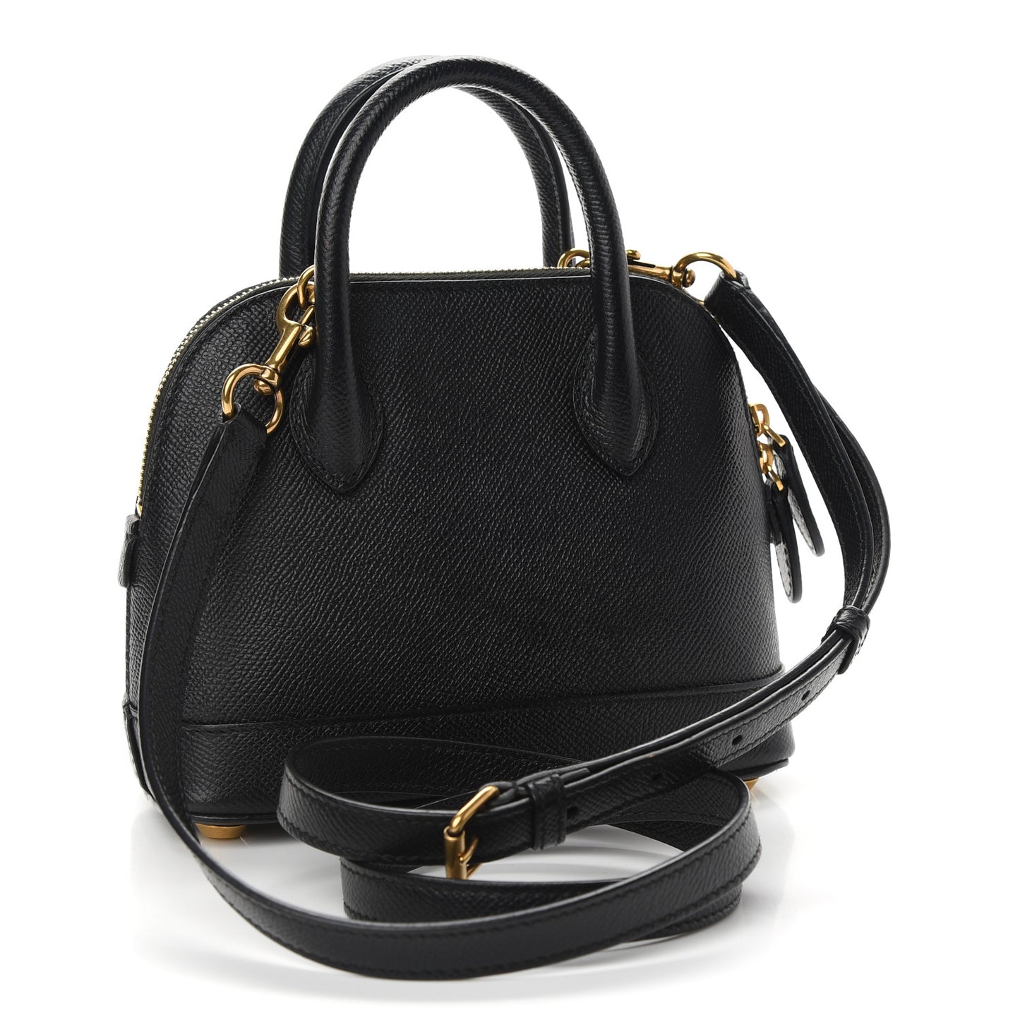 Signature Grained Calfskin XXS Ville Top Handle Bag Black White