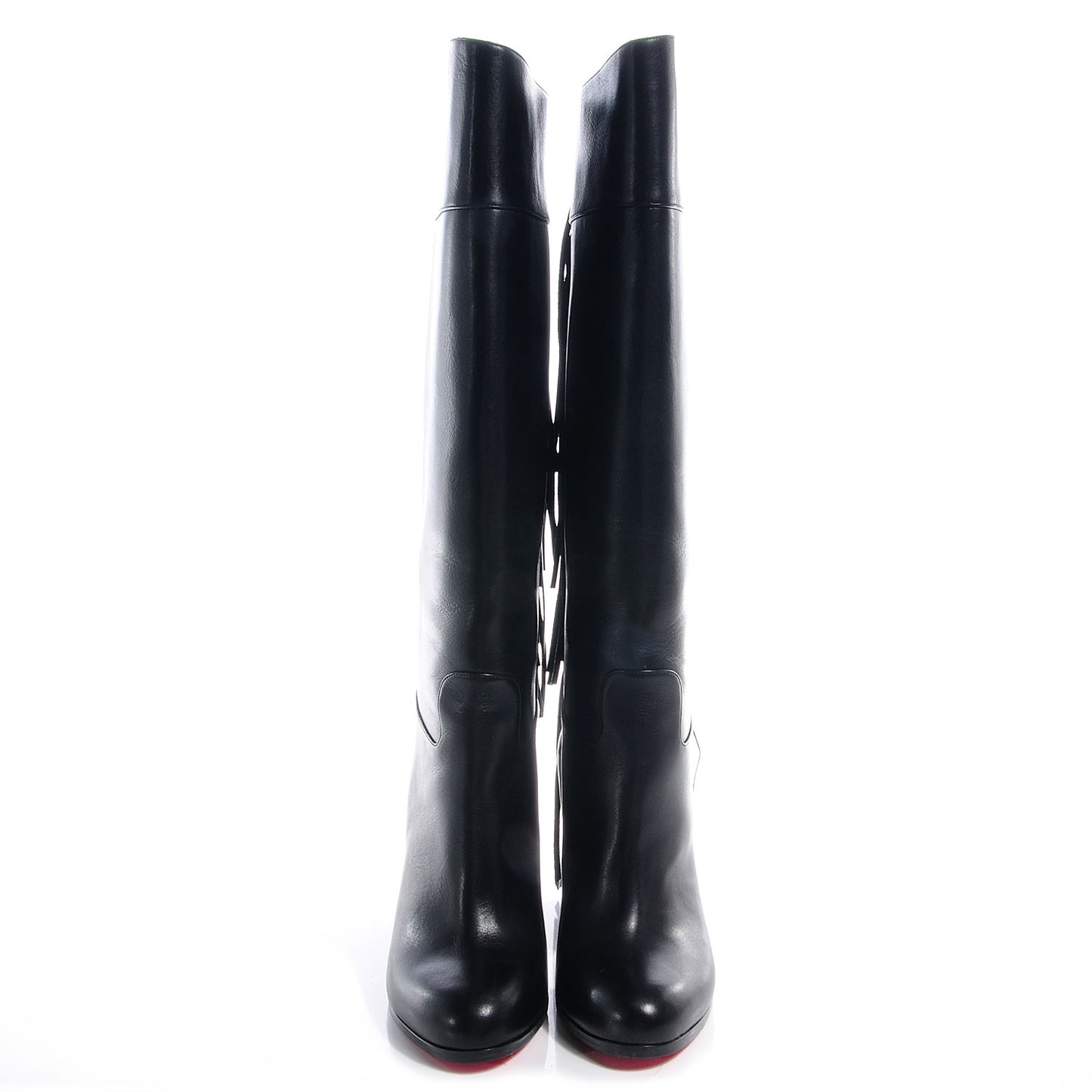 Calfskin Glamafrange Fringe Leather Boots Black 39.5
