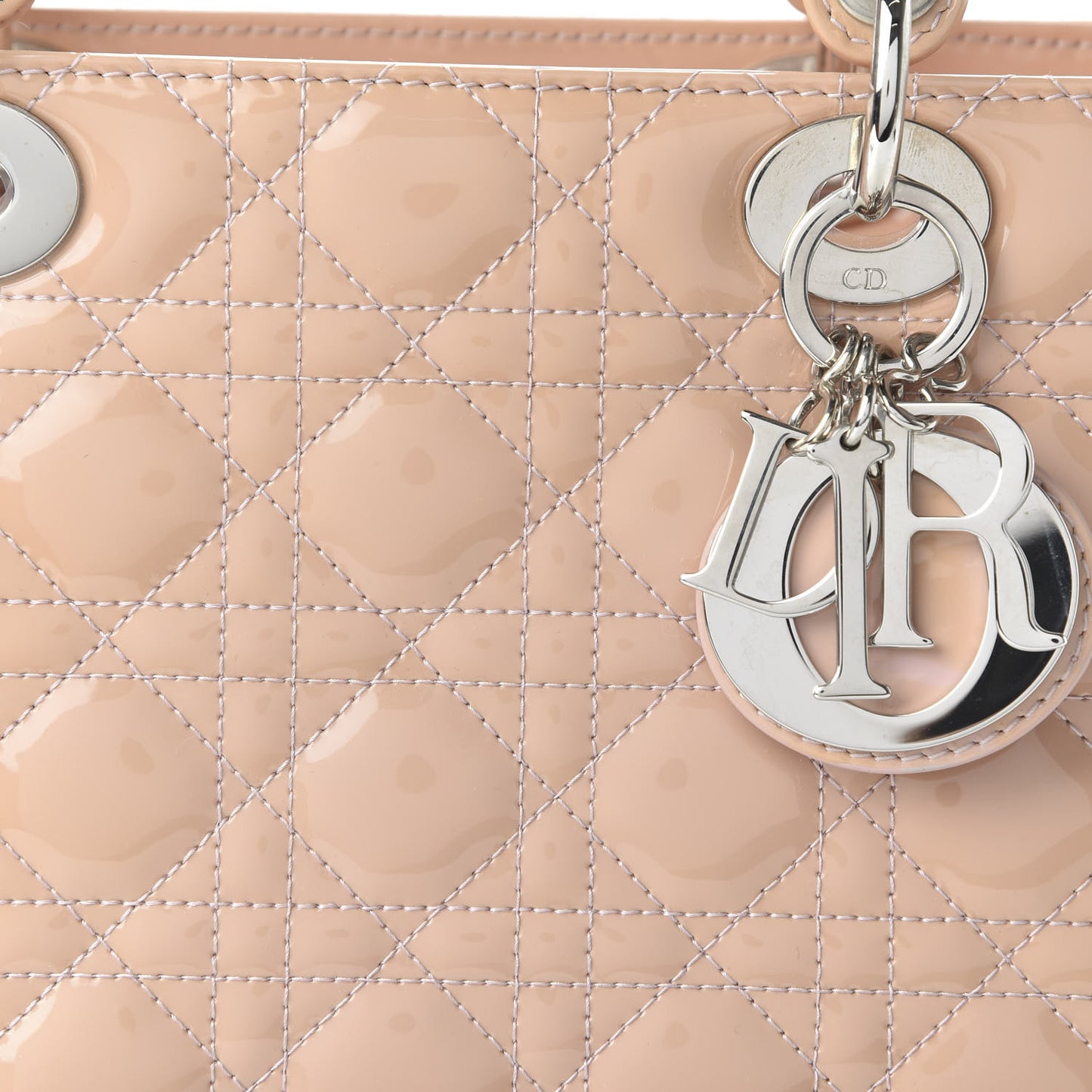 Patent Cannage Medium Lady Dior Rose Clair