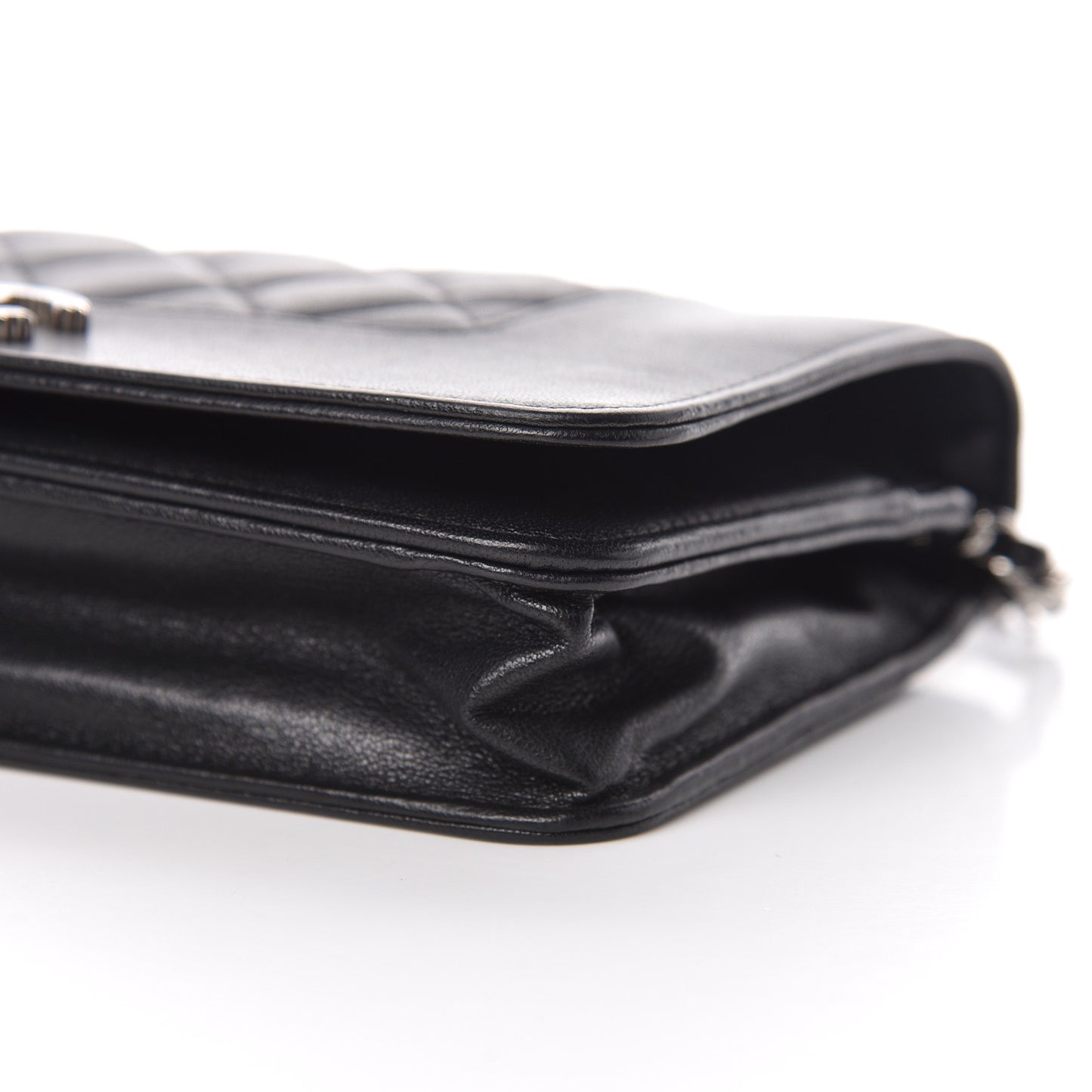 Sheepskin Quilted Mademoiselle Vintage Wallet On Chain WOC Black