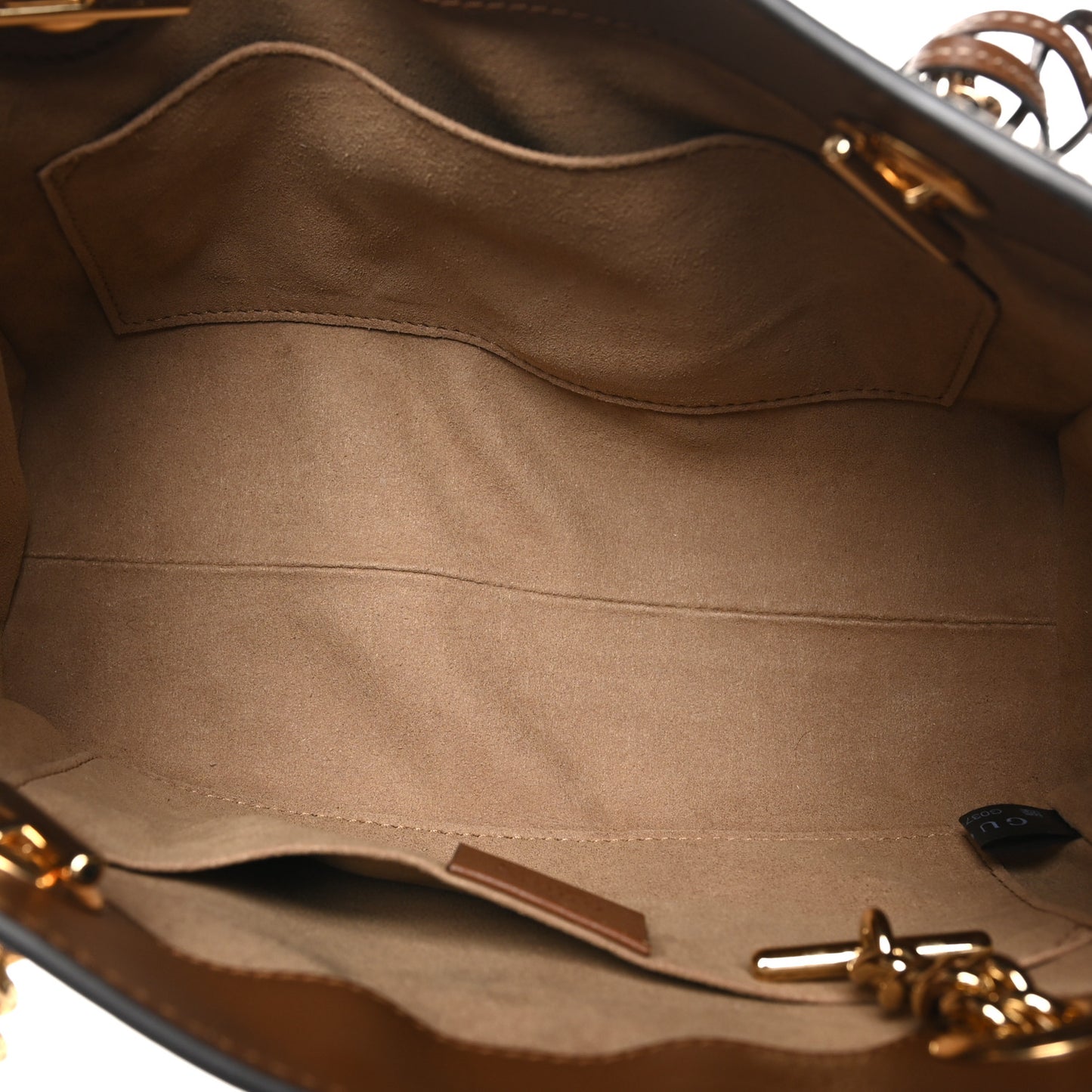 GG Supreme Monogram Calfskin Small Padlock Tote Beige Ebony Tuscany