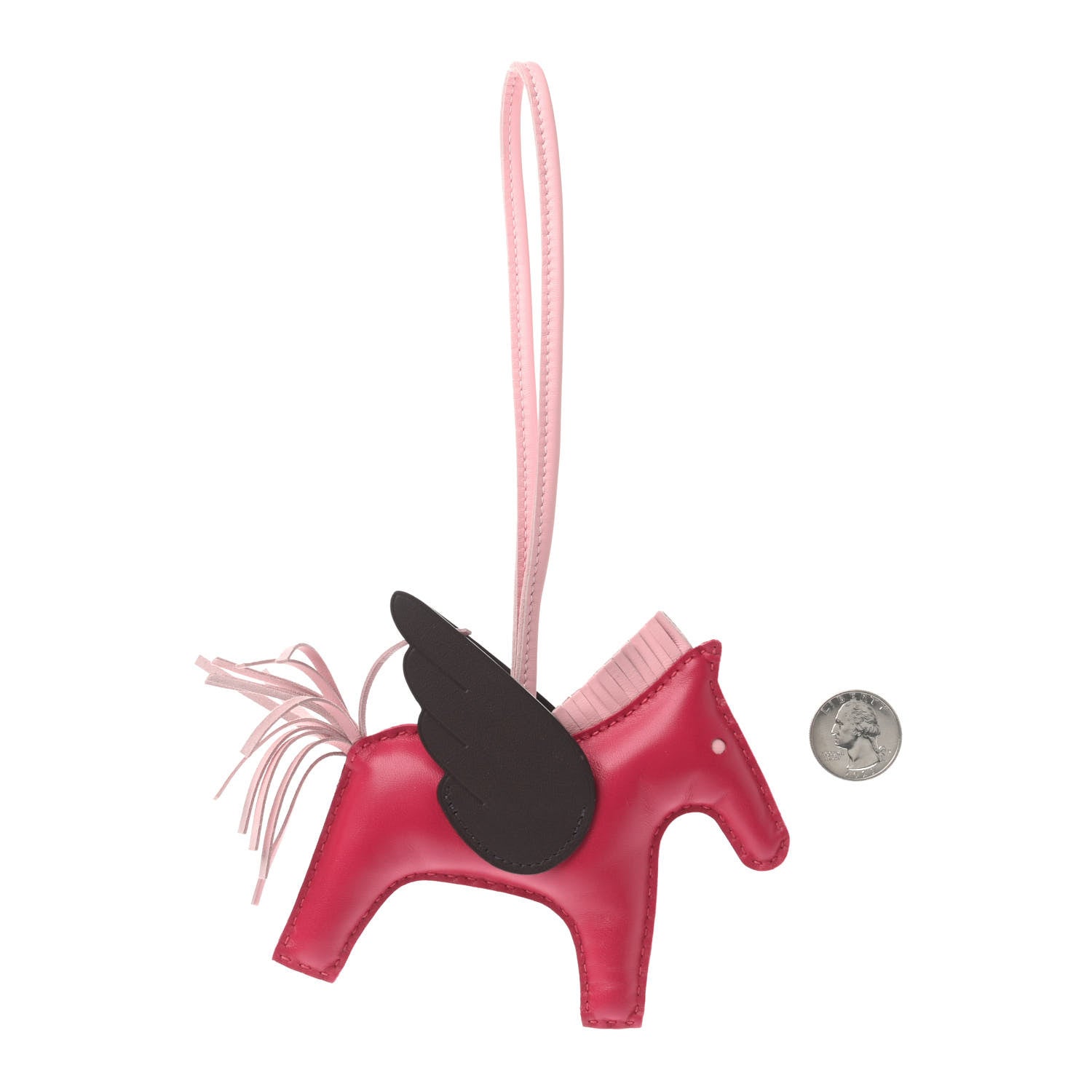 Hermes Milo Lambskin Grigri Rodeo Pegase Horse Bag Charm MM Framboise Rose Sakura Rouge Sellier 2 of 4