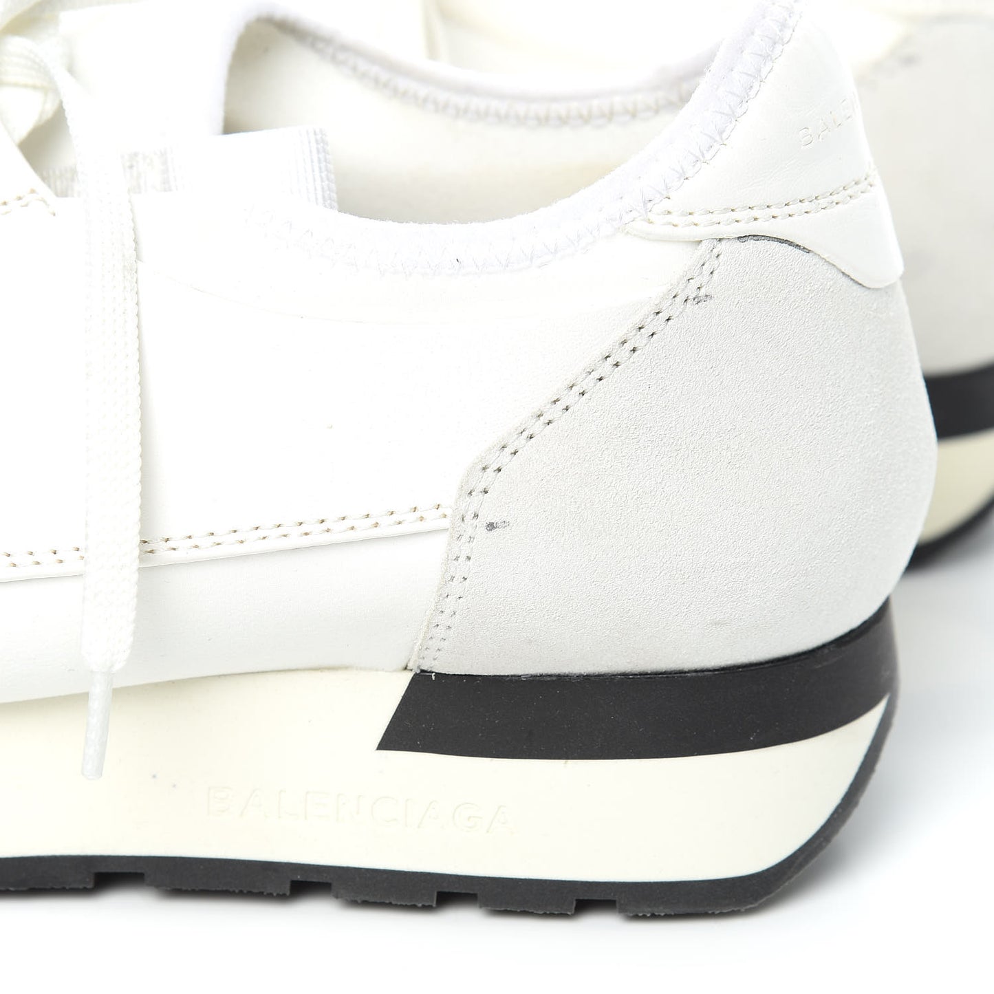 Calfskin Neoprene Mesh Suede Race Runner Sneakers 40 White Black