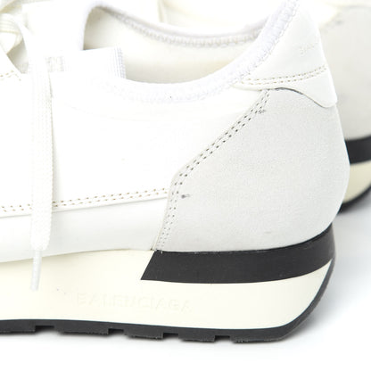 Balenciaga Calfskin Neoprene Mesh Suede Race Runner Sneakers 40 White Black 10 of 11