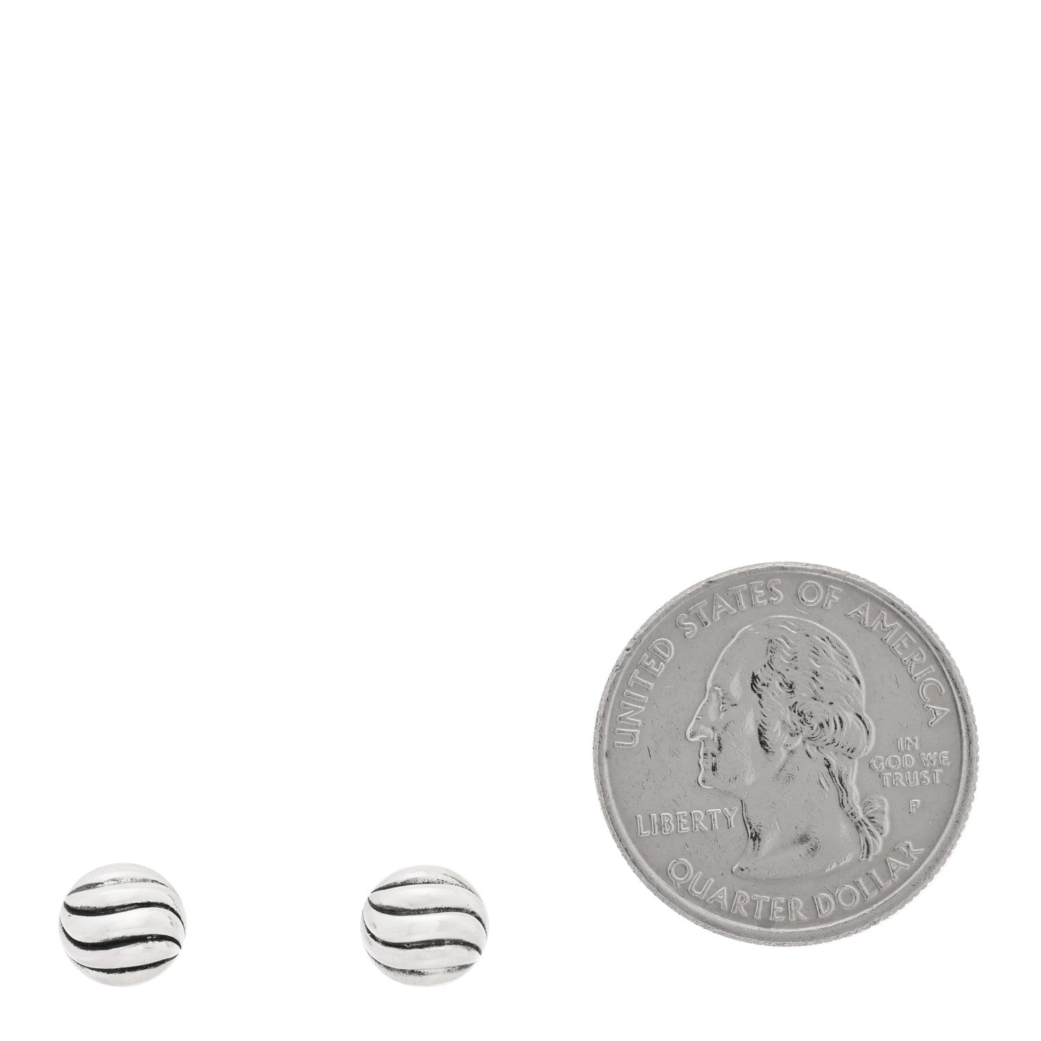 David Yurman Sterling Silver 8mm Sculpted Cable Stud Earrings 2 of 4