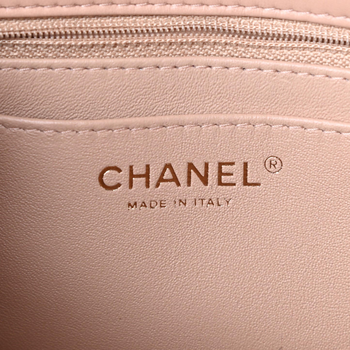 Lambskin Quilted Mini Rectangular Flap Beige