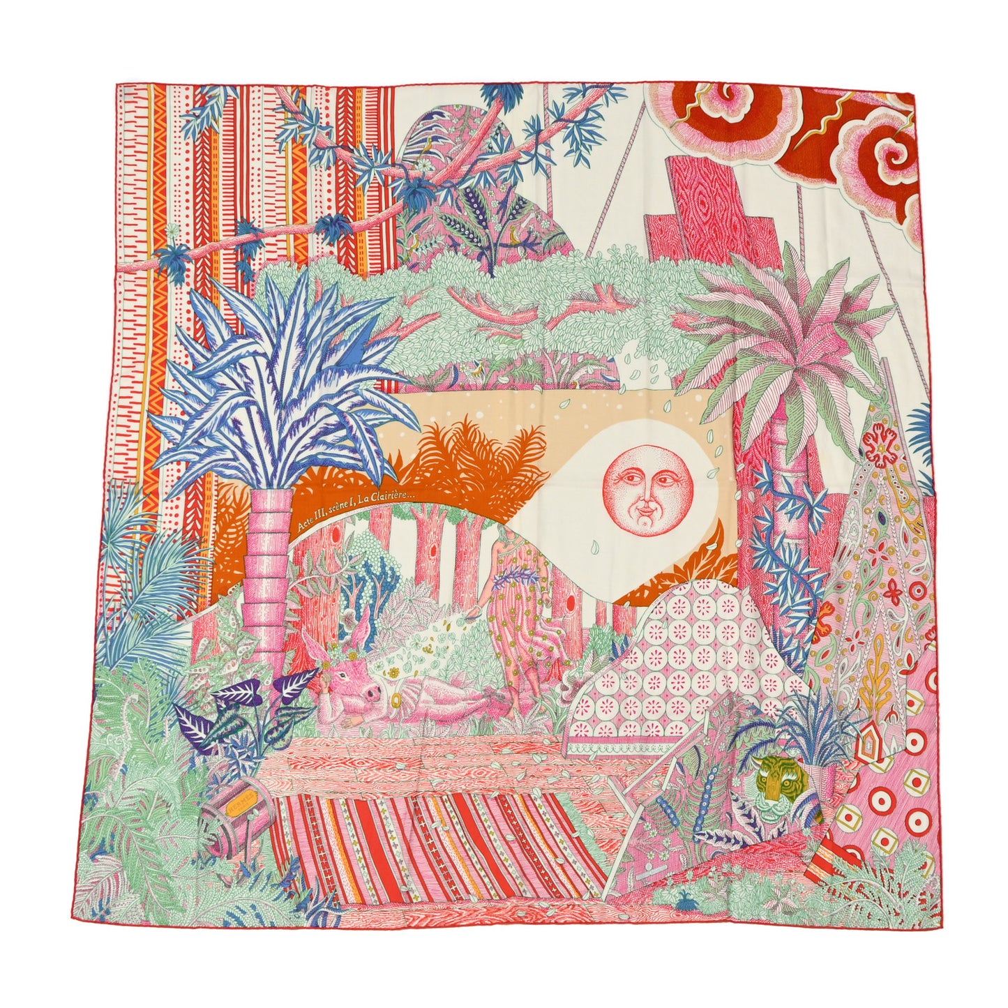 Cashmere Silk Acte III Scene I La Clairiere Shawl 140 White Rose Corail