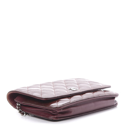 Chanel Patent Quilted Wallet On Chain WOC Burgundy 4 of 13