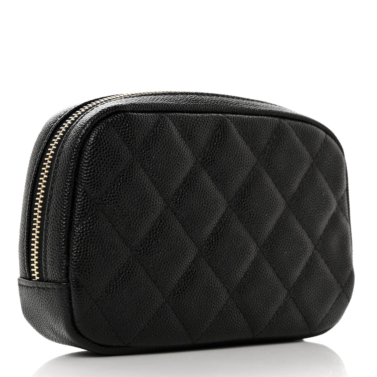 Caviar Quilted Curvy Pouch Cosmetic Case Black