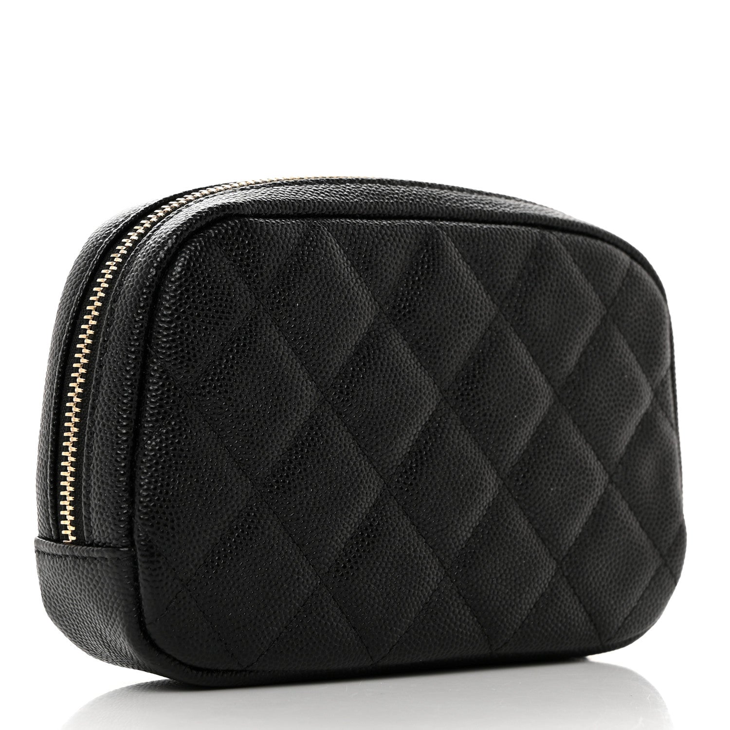 Chanel Caviar Quilted Curvy Pouch Cosmetic Case Black 2 of 8