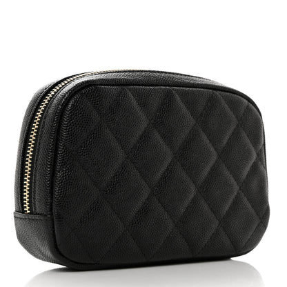 Chanel Caviar Quilted Curvy Pouch Cosmetic Case Black 2 of 8