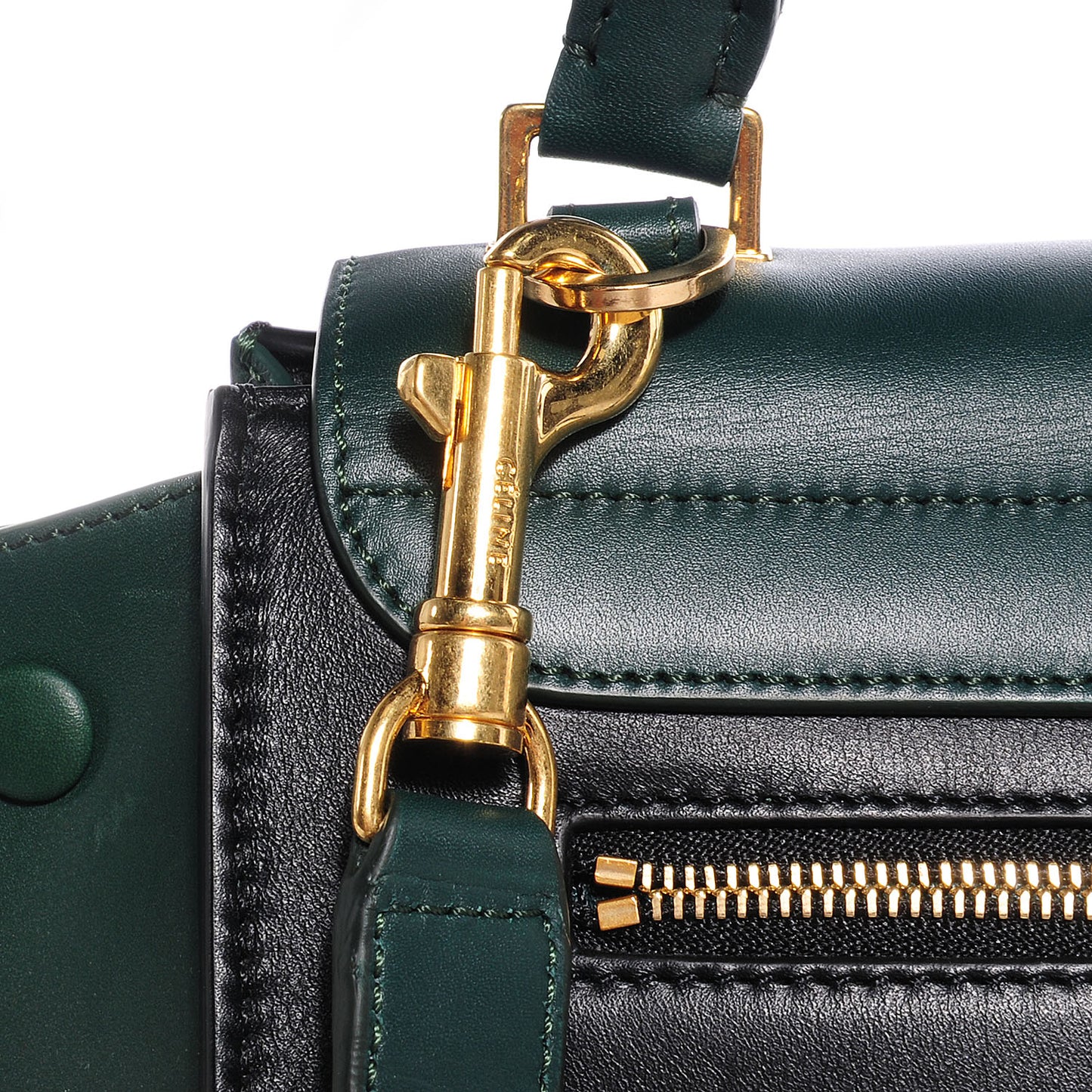 Smooth Calfskin Small Bi-Color Trapeze Bottle Green Black