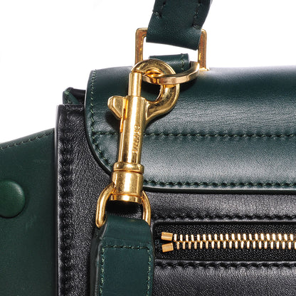 Celine Smooth Calfskin Small Bi-Color Trapeze Bottle Green Black 5 of 12
