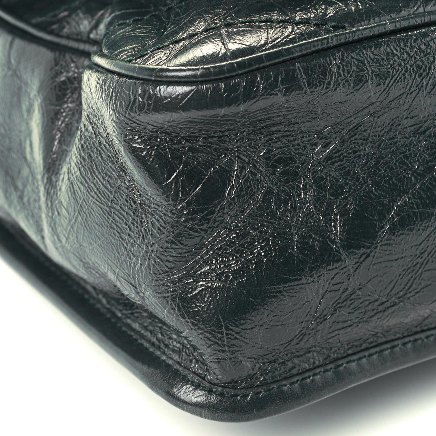 Crinkled Calfskin Matelasse Monogram Medium Niki Chain Satchel Dark Green