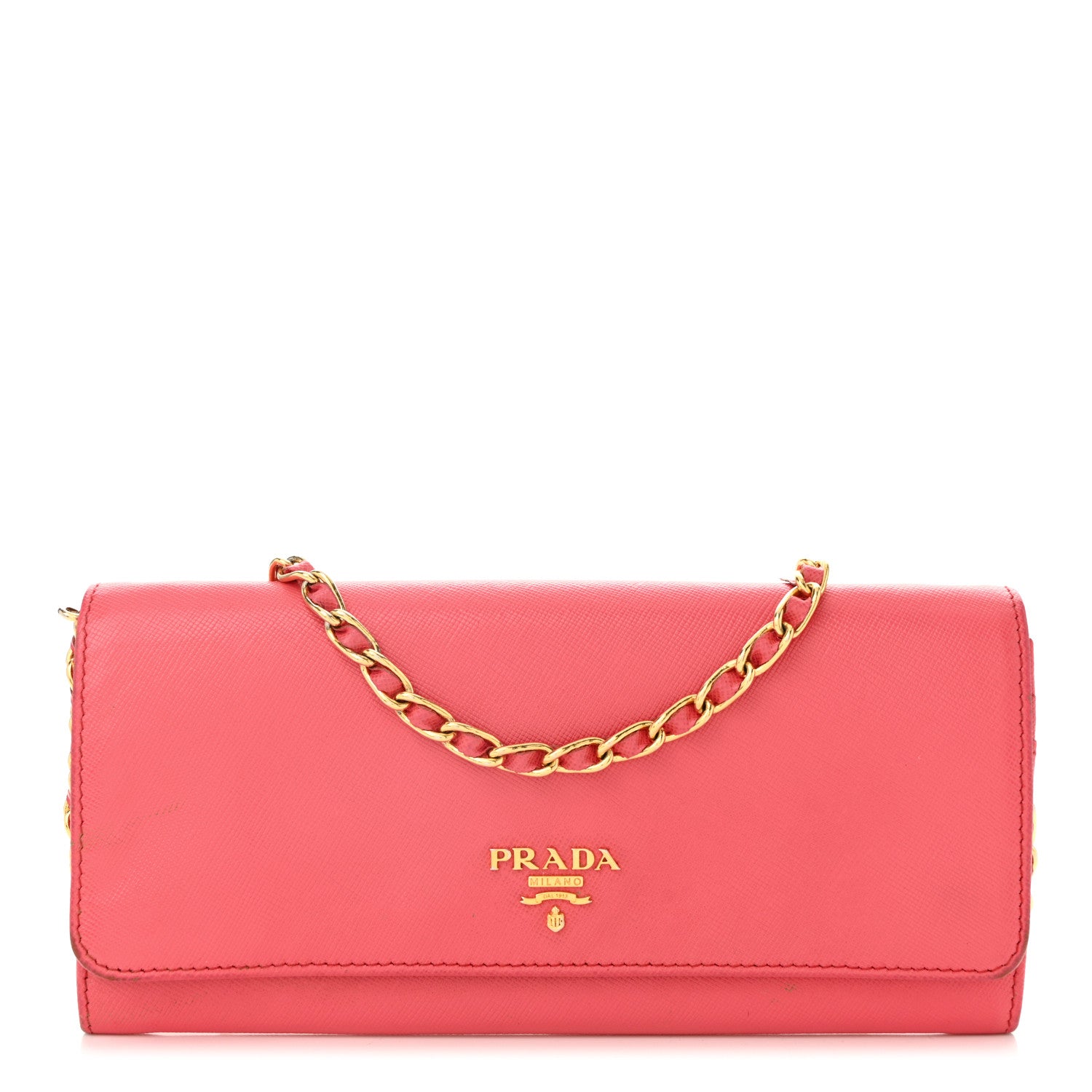 Prada Saffiano Metal Oro Chain Wallet Peonia 1 of 12