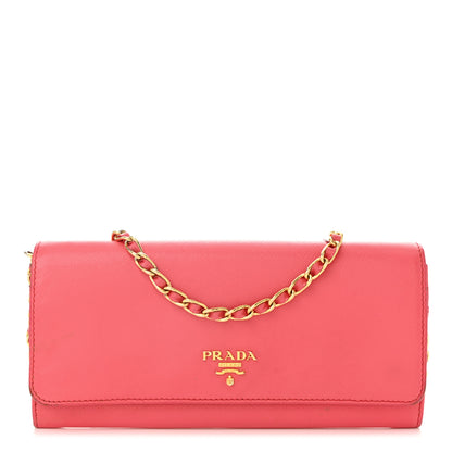 Prada Saffiano Metal Oro Chain Wallet Peonia 1 of 12