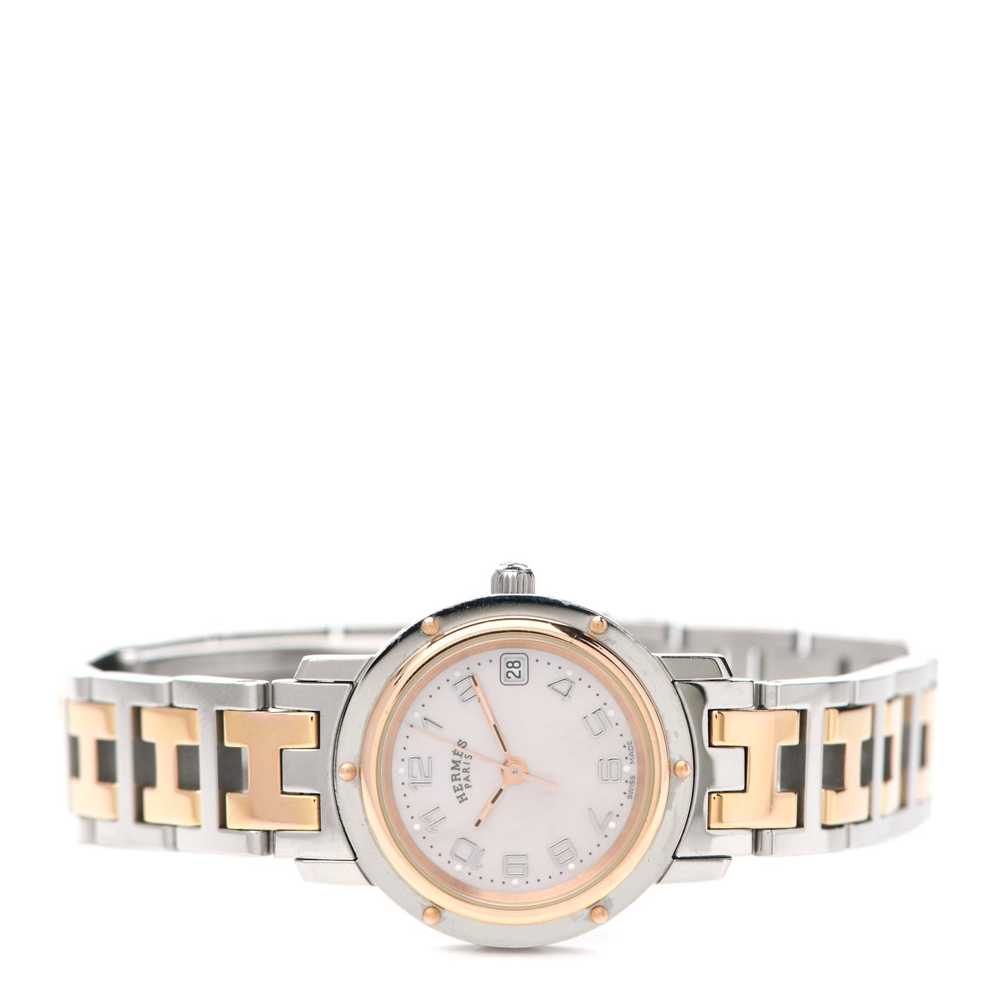 Stainless Steel Mother of Pearl 24mm Clipper Quartz Watch Rose Gold