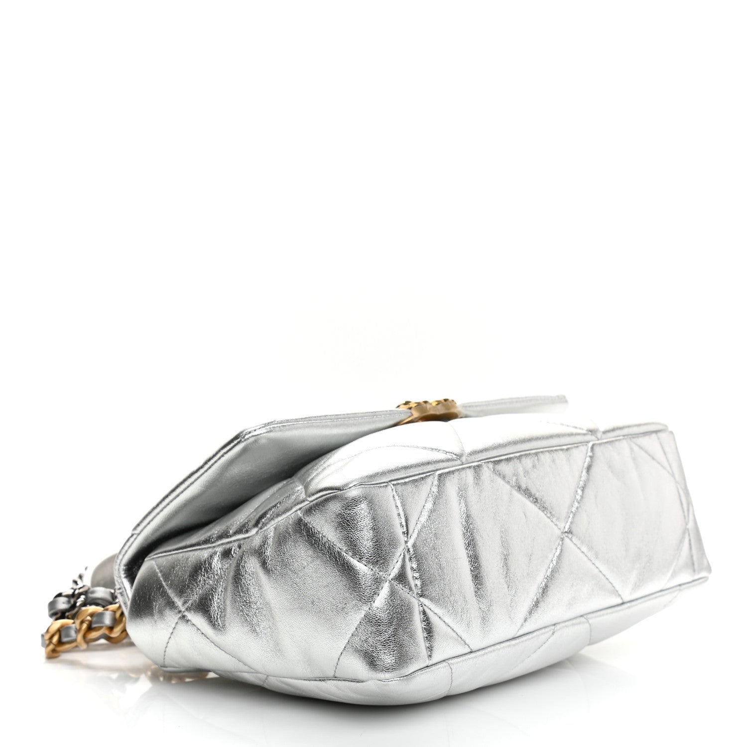 Chanel Metallic Lambskin Quilted Medium Chanel 19 Flap Silver 4 of 11