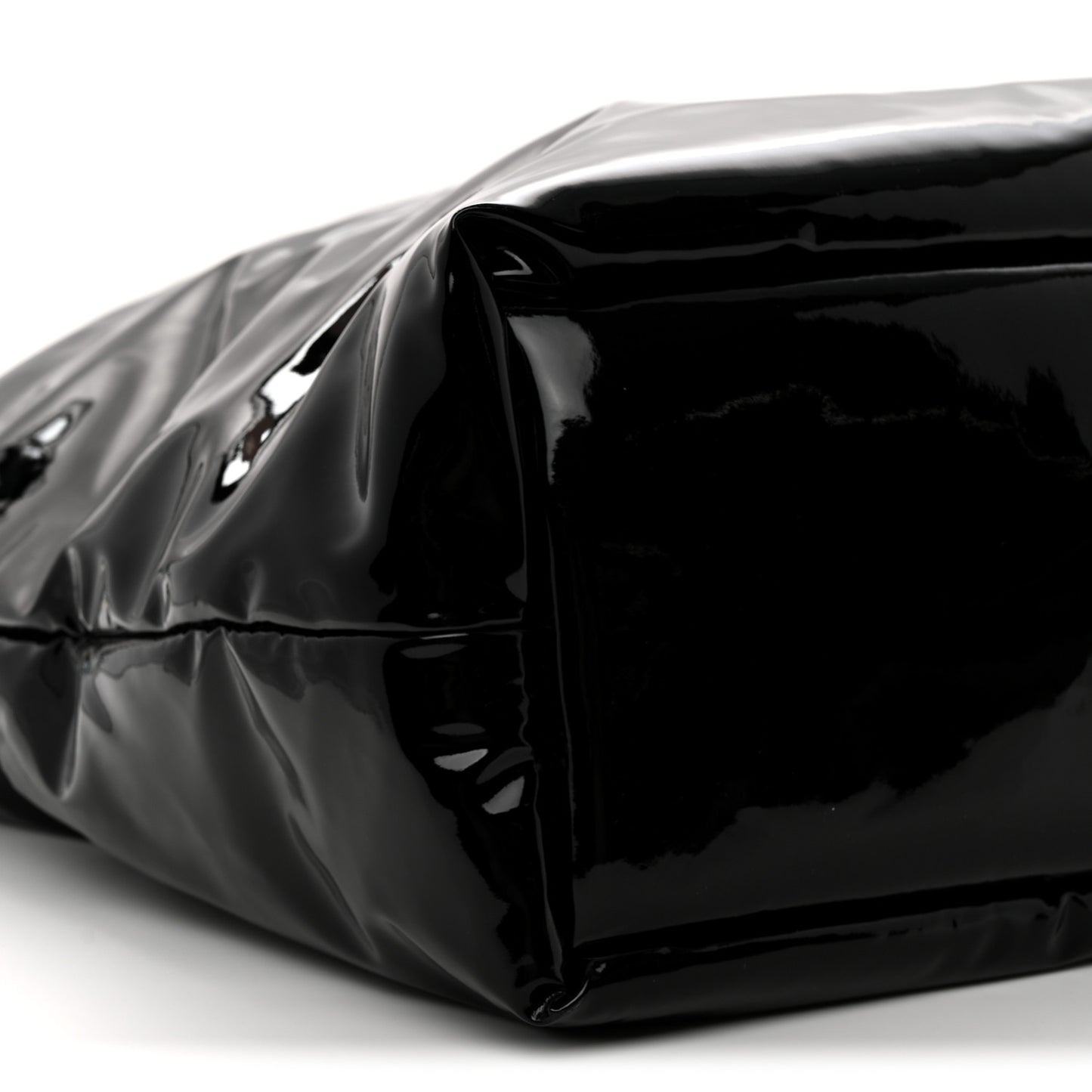 Patent Wide Puffer Maxi Tote Black