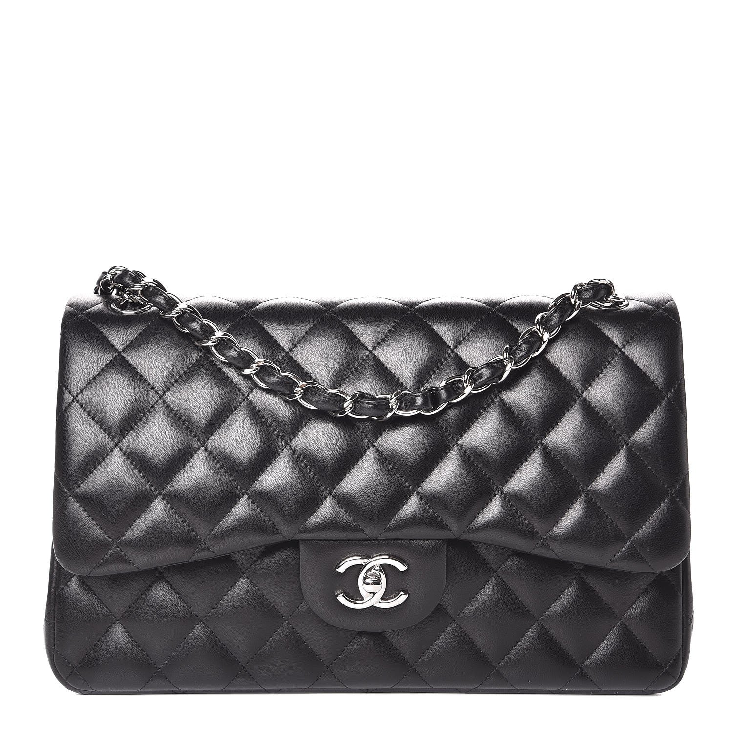 Chanel Lambskin Quilted Jumbo Double Flap Black 1 of 10