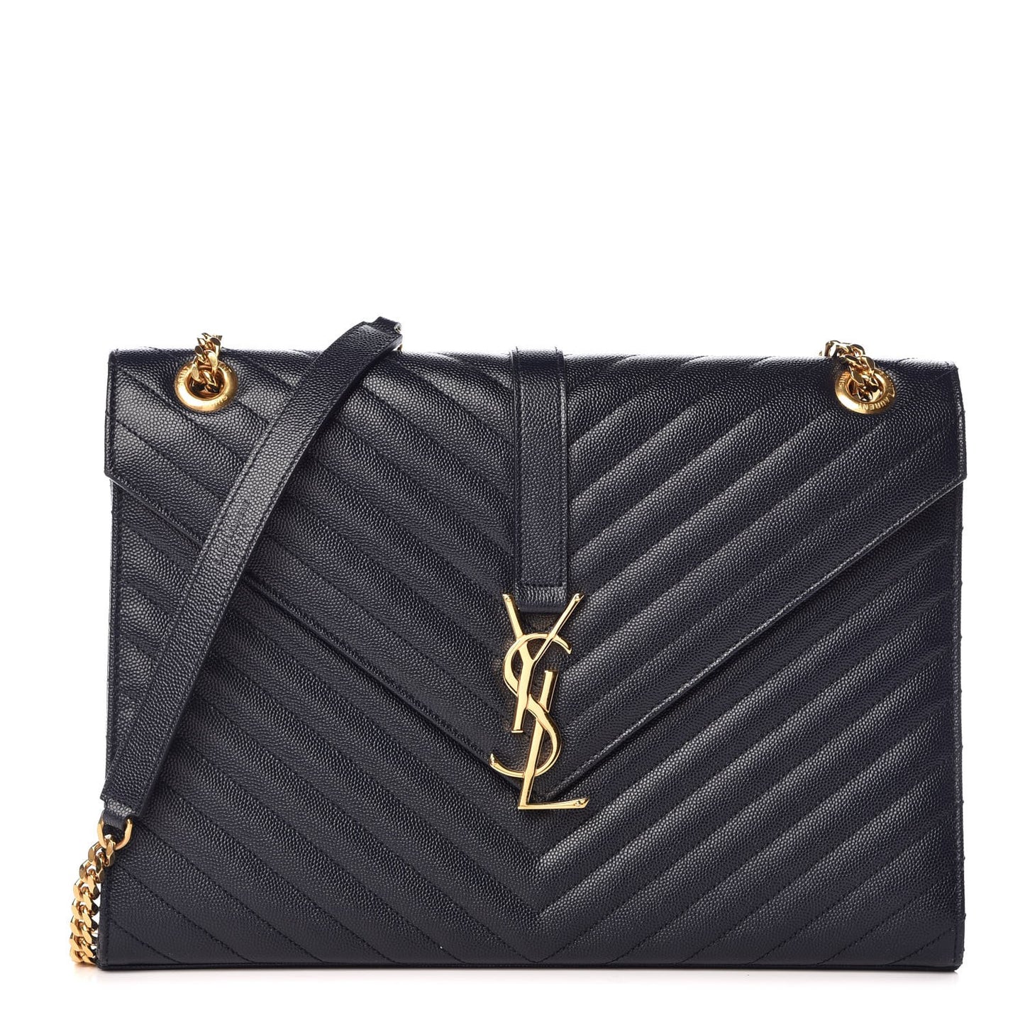 Grain De Poudre Matelasse Chevron Large Monogram Satchel Midnight Blue