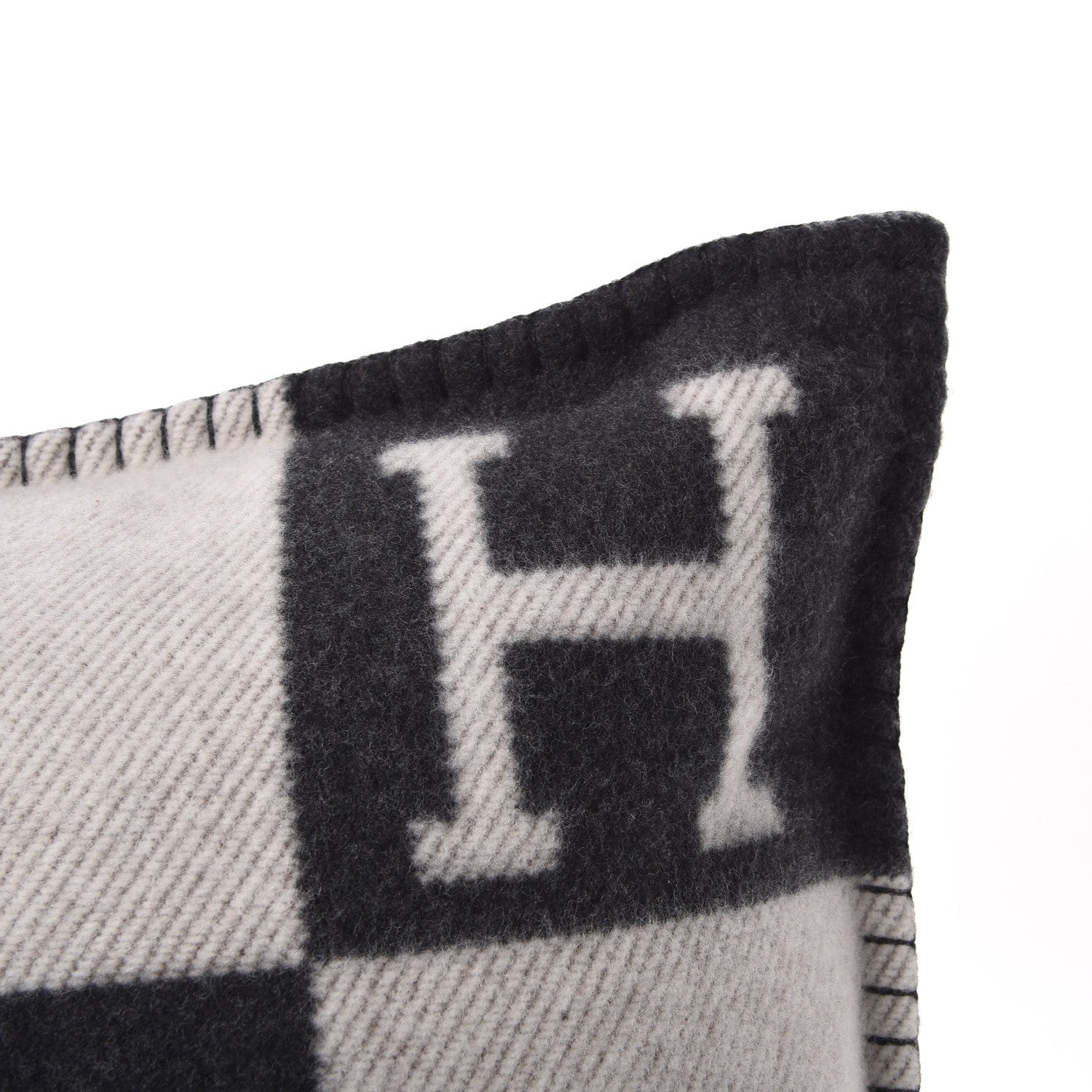 Hermes Wool Cashmere Avalon Pillow PM Ecru Gris Fonce 6 of 6