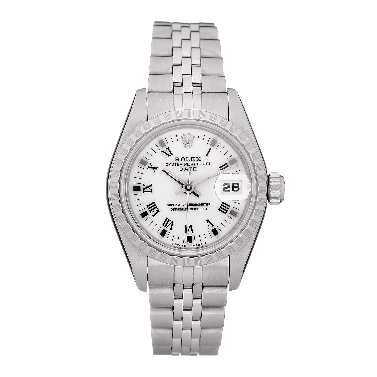 Rolex Stainless Steel 26mm Oyster Perpetual Date Watch White Roman 69240 1 of 5