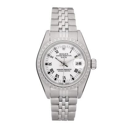 Rolex Stainless Steel 26mm Oyster Perpetual Date Watch White Roman 69240 1 of 5