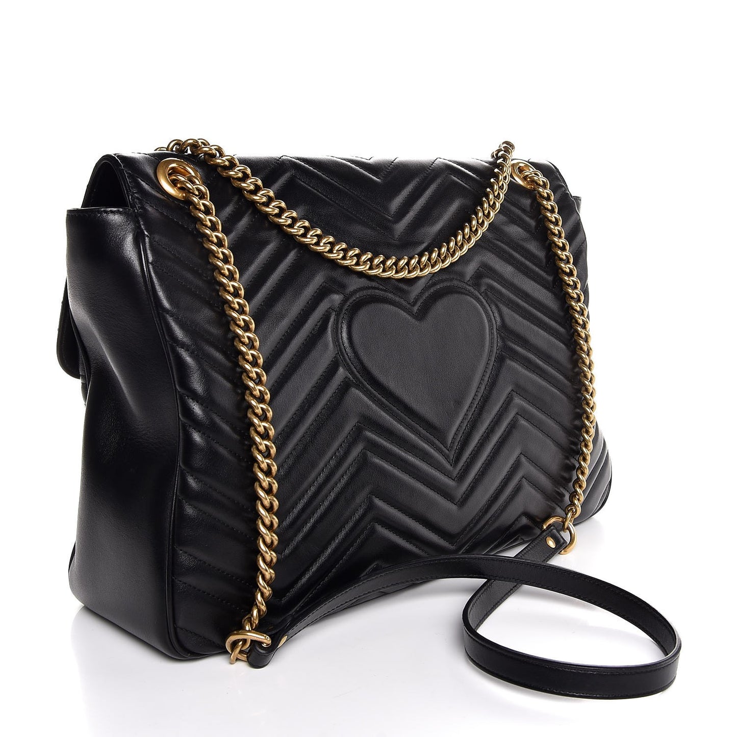 Calfskin Matelasse Large GG Marmont Shoulder Bag Black