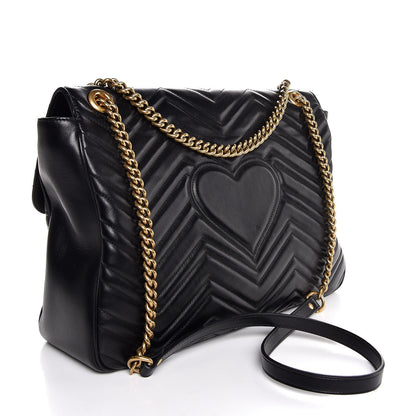 Gucci Calfskin Matelasse Large GG Marmont Shoulder Bag Black 3 of 7