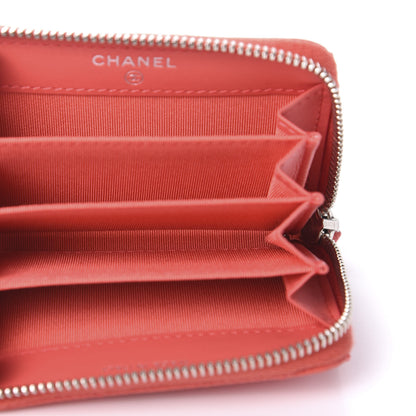 Chanel Caviar Chevron Quilted Zip Coin Purse Coral 5 of 11