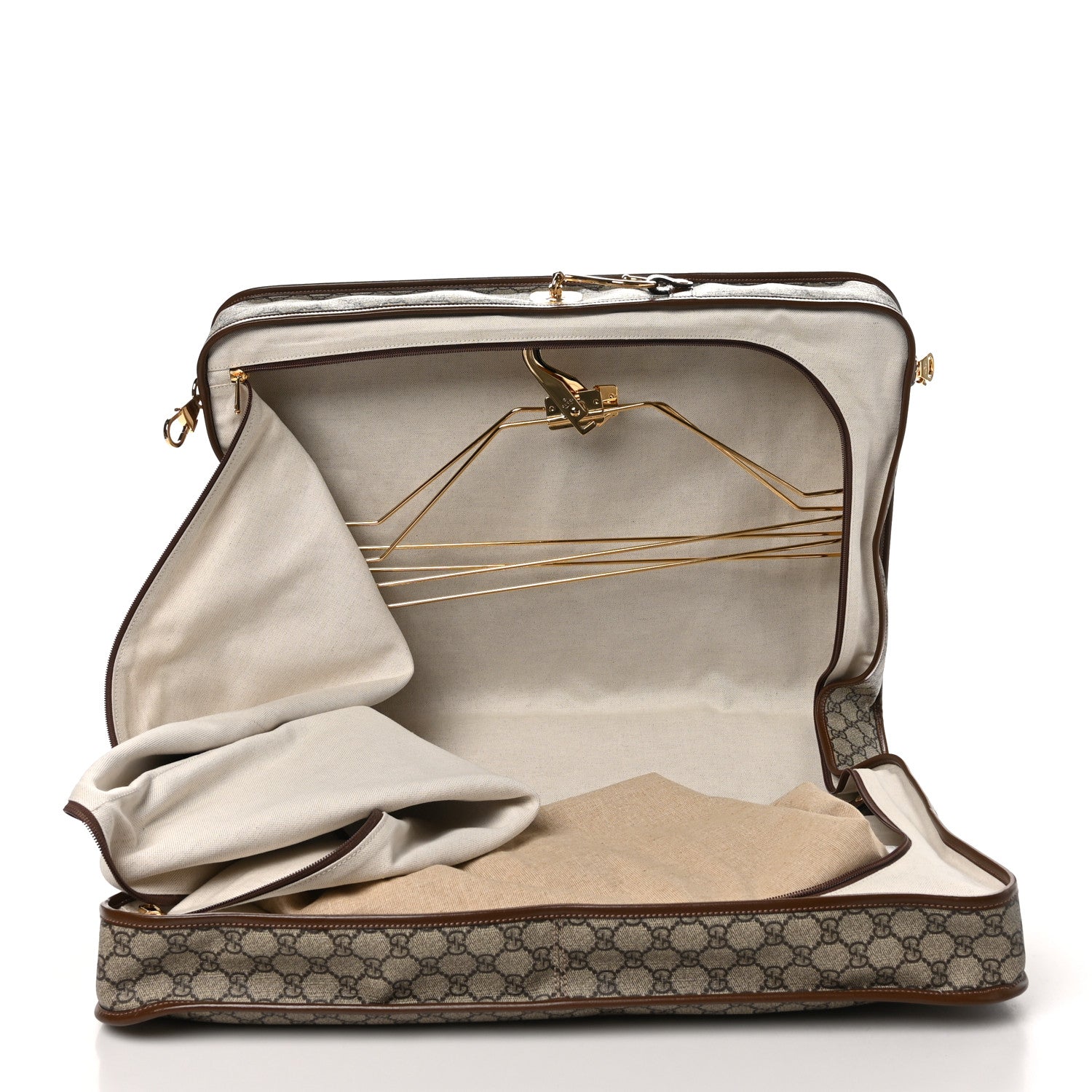 Gucci GG Supreme Monogram Azalea Calfskin Retro Interlocking G Garment Bag Beige Ebony Brown Sugar 4 of 9