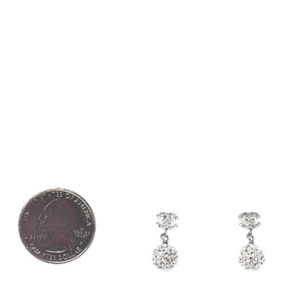 Chanel Crystal CC Drop Earrings White Silver 2 of 4