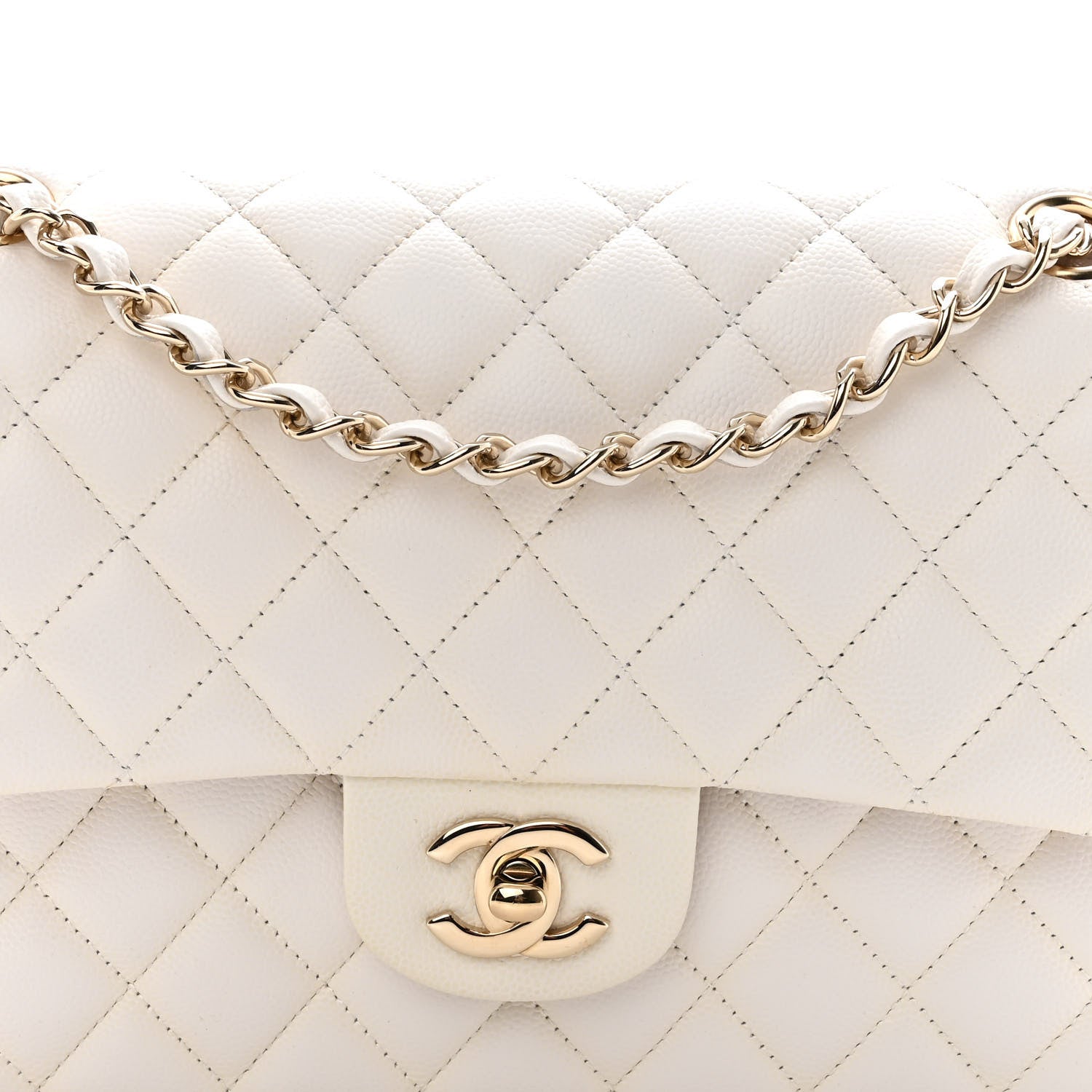 Chanel Caviar Quilted Medium Double Flap White 8 of 10