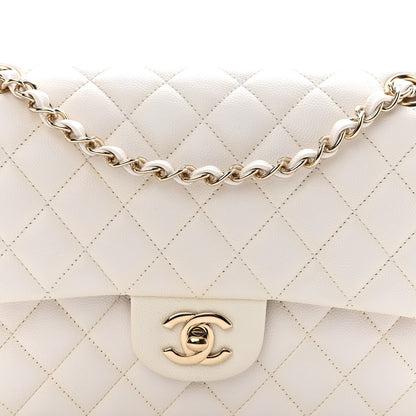 Chanel Caviar Quilted Medium Double Flap White 8 of 10