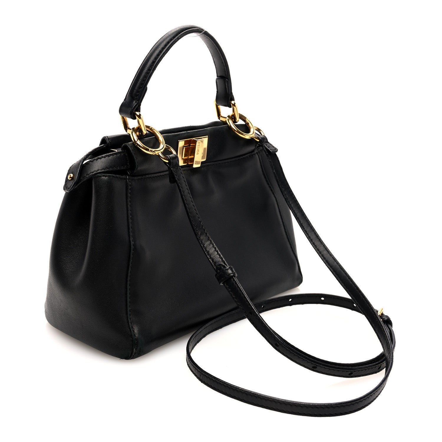 Fendi Nappa Mini Peekaboo Iconic Satchel Black 3 of 10