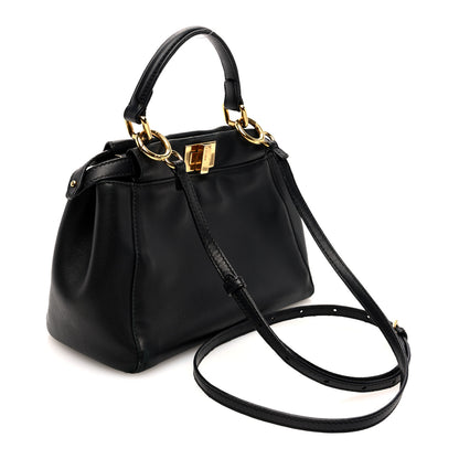 Fendi Nappa Mini Peekaboo Iconic Satchel Black 3 of 10
