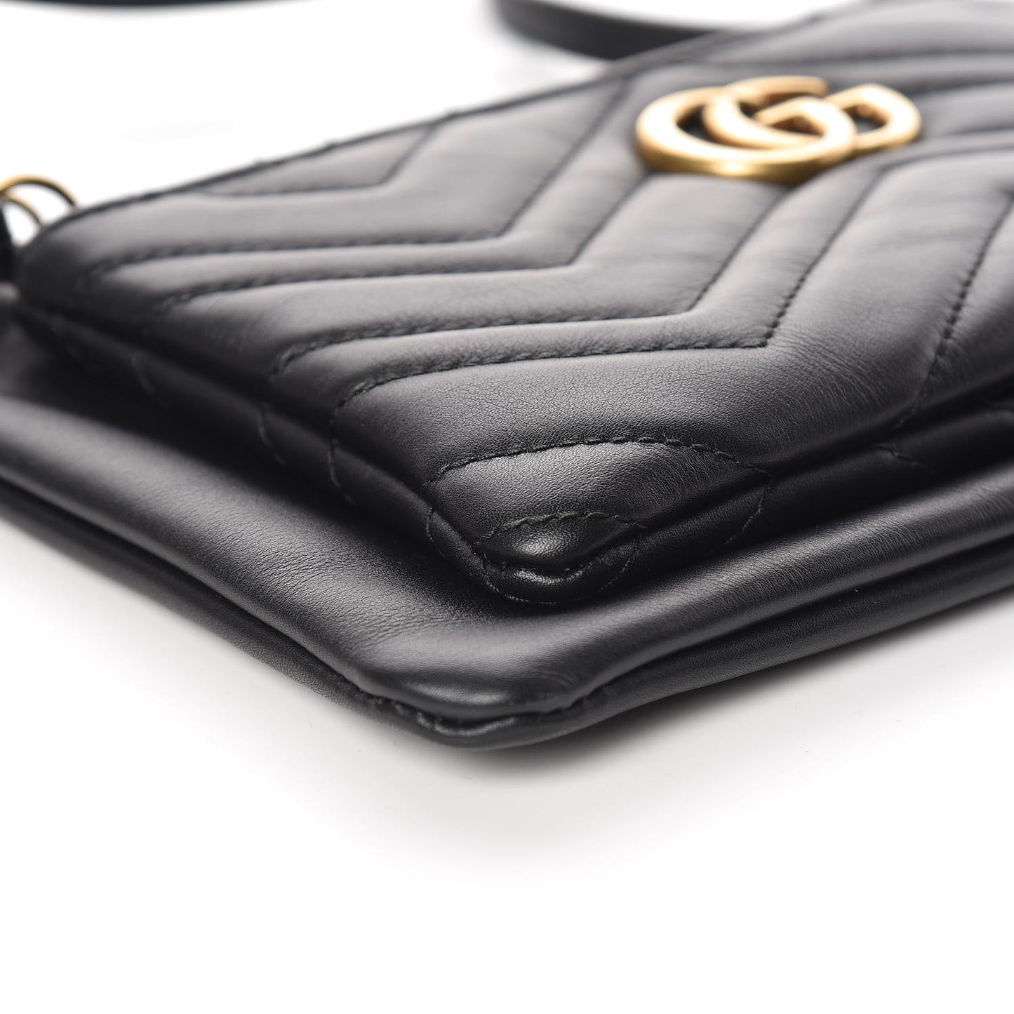 Calfskin Matelasse Small GG Marmont Double Zip Shoulder Bag Black