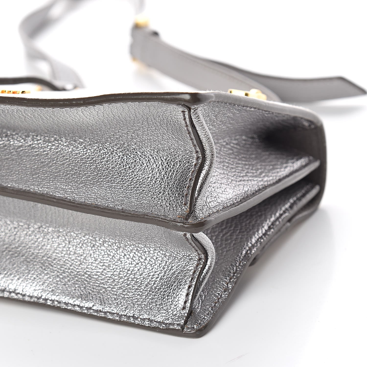 Miu Miu Goatskin Bandoliera Madras Bi-Color Shoulder Bag Chrome White 9 of 12