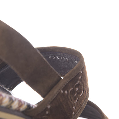 Gucci Velvet GG Monogram Suede Mens Platform Sandals 9 Coffee 11 of 11